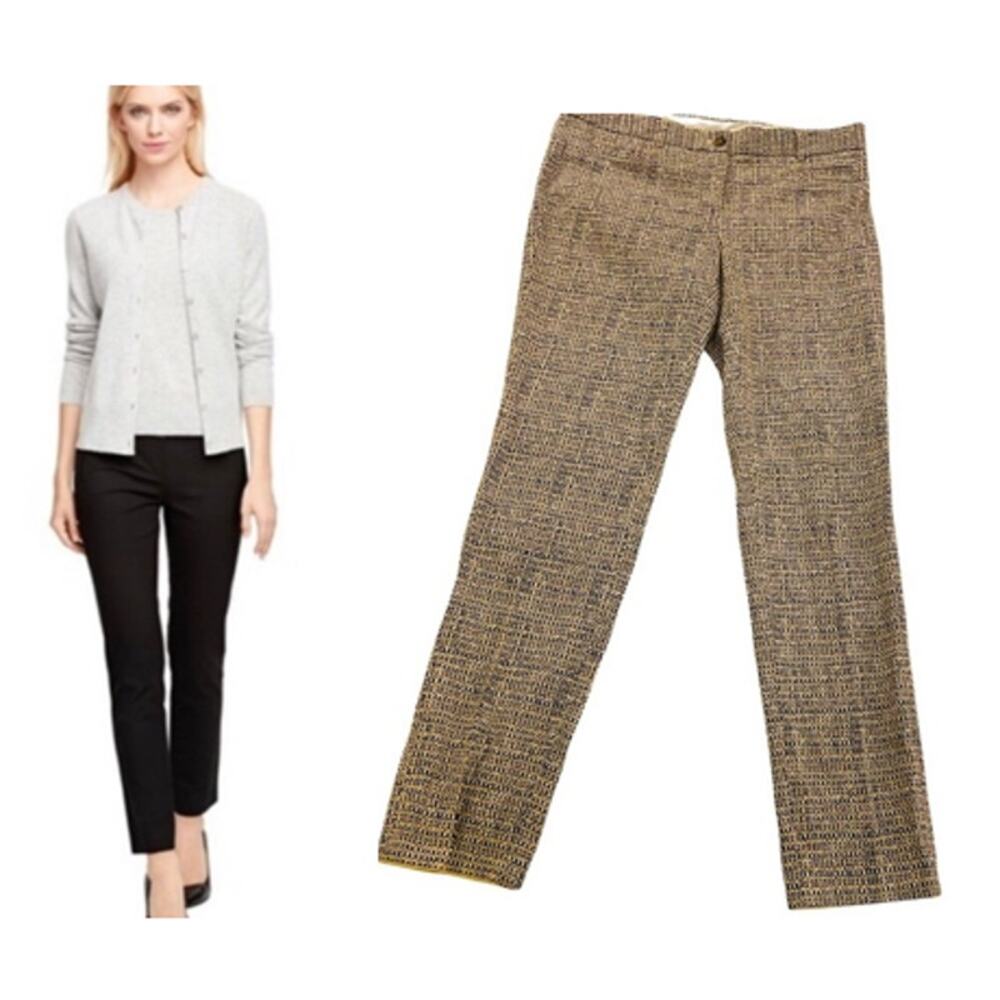 Brooks Brothers Natalie Fit Cream/Tan/Black Pants, Sz 6